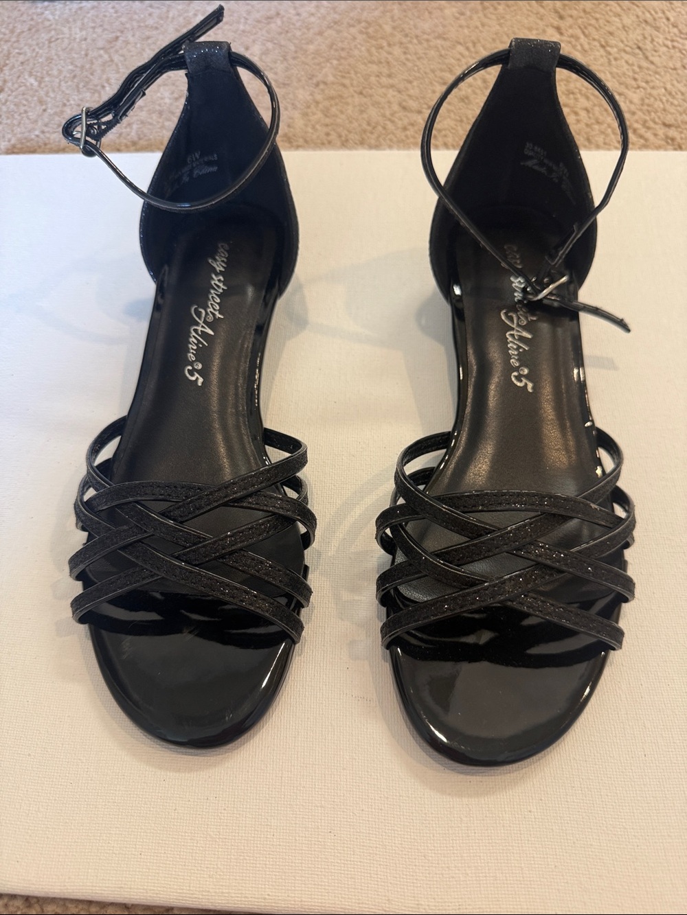 easy street Black Strappy Ankle-Tie Heels